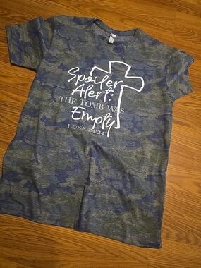 Spoiler Alert: The Tomb Was Empty Camo Short Sleeve Tee - Blue/Gray